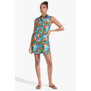 STAUD Blake Printed Cotton Tunic Mini Dress M